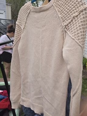 Sam Edelman Cream Textured Raglan Knit Sweater